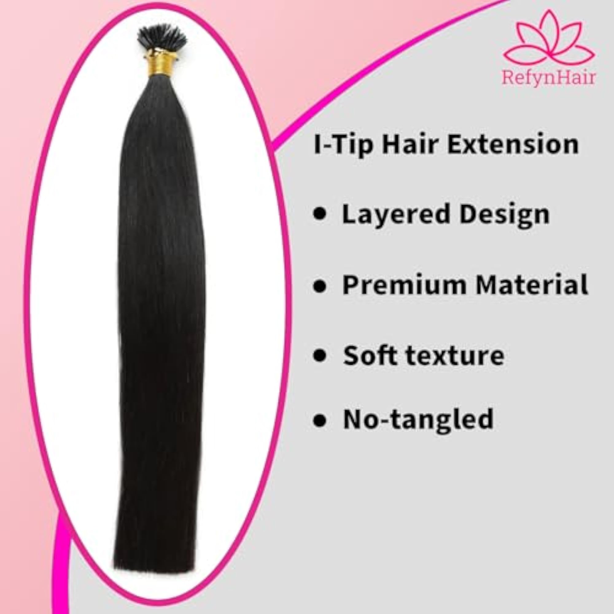 RyfynHair Women's Premium Permanent Human Hair I-Tip Extension
